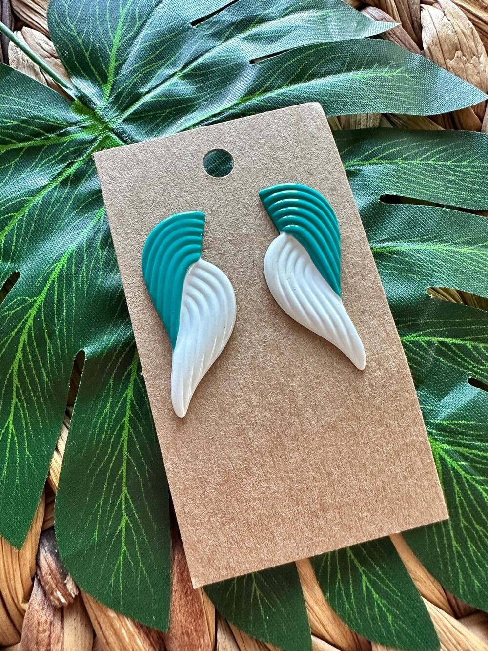 BOGO FREE RETRO 80’s blue white earrings
